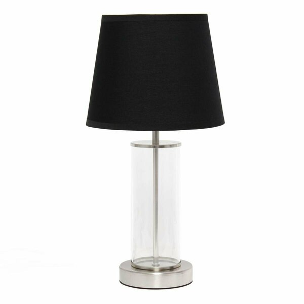 Lighting Business Encased Metal and Clear Glass Table Lamp, Brushed Nickel and Black LI2752871